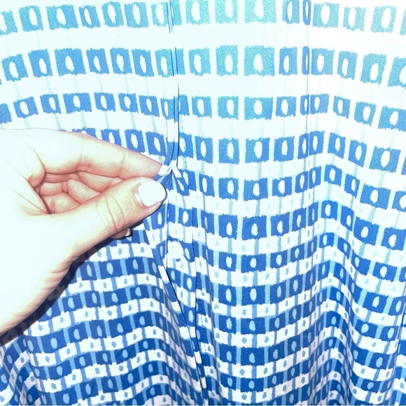 J. McLaughlin Collared Sleeveless Negin Dress in Aberdeen Geo Blue and White XS - Picture 7 of 11